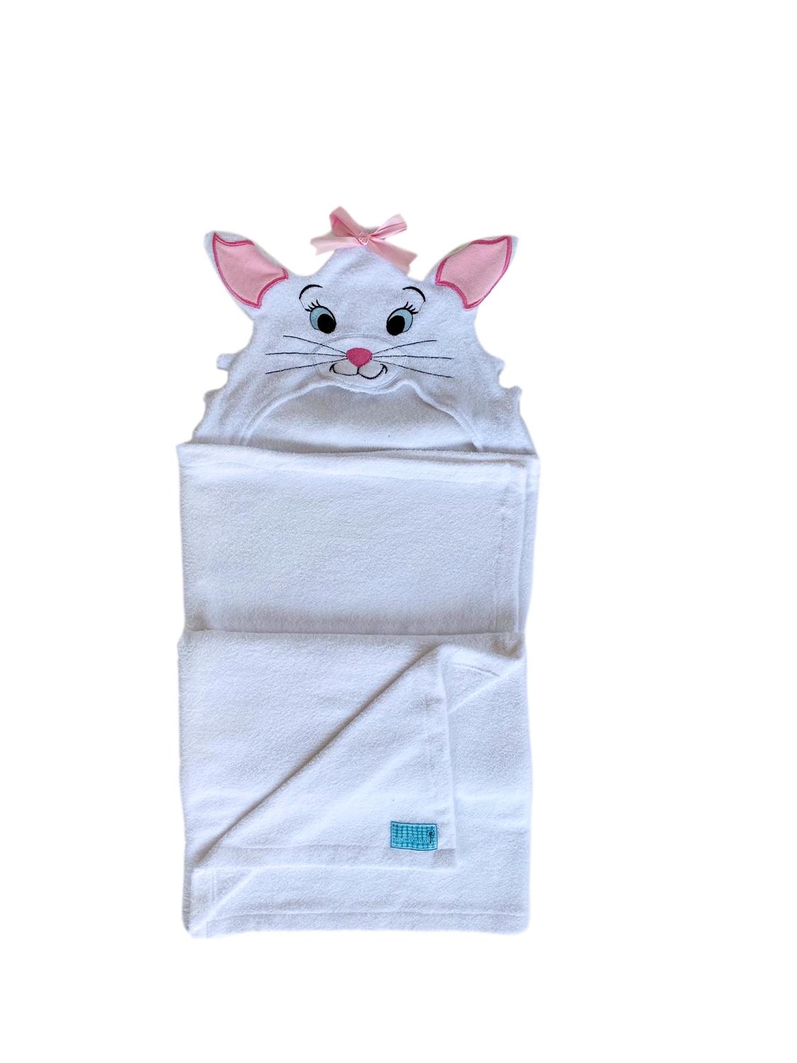 Toalla para niño con forma de gatita blanca unitalla