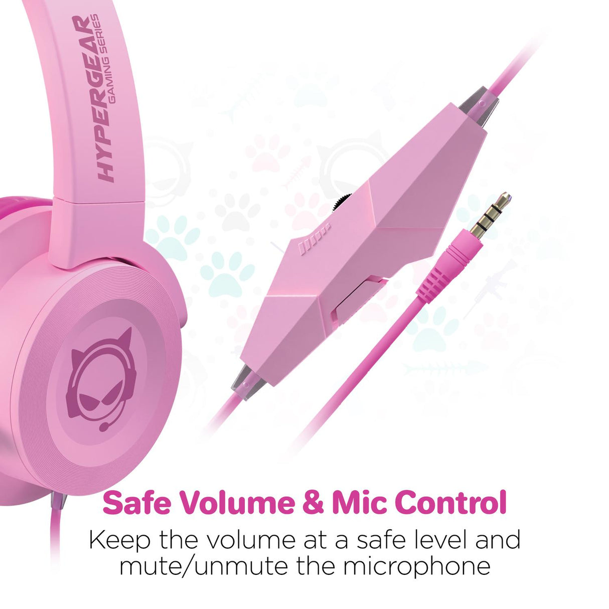 Kitty Gamer Wired Headphones-Pink