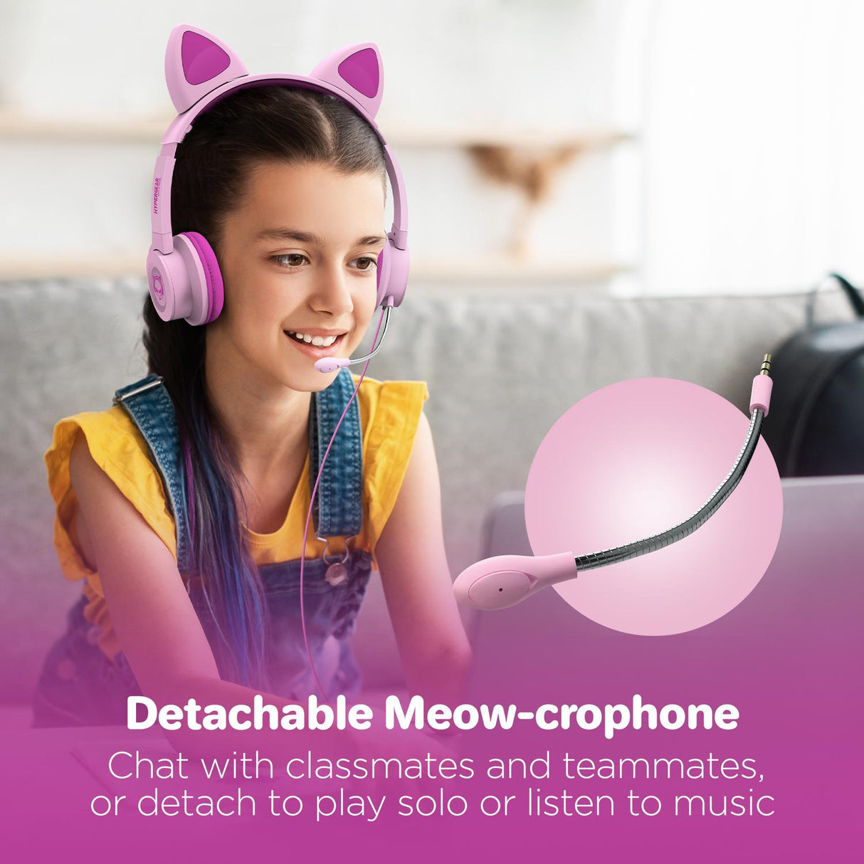 Kitty Gamer Wired Headphones-Pink