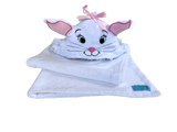 Children's towel in the shape of a white kitten, one size