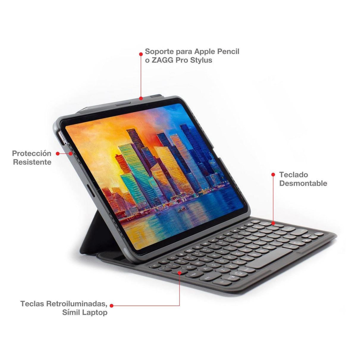 ZAGG Pro Keys Backlit Keyboard with Case for iPad Air 10.9" (4th and 5th Gen) - Black/Gray