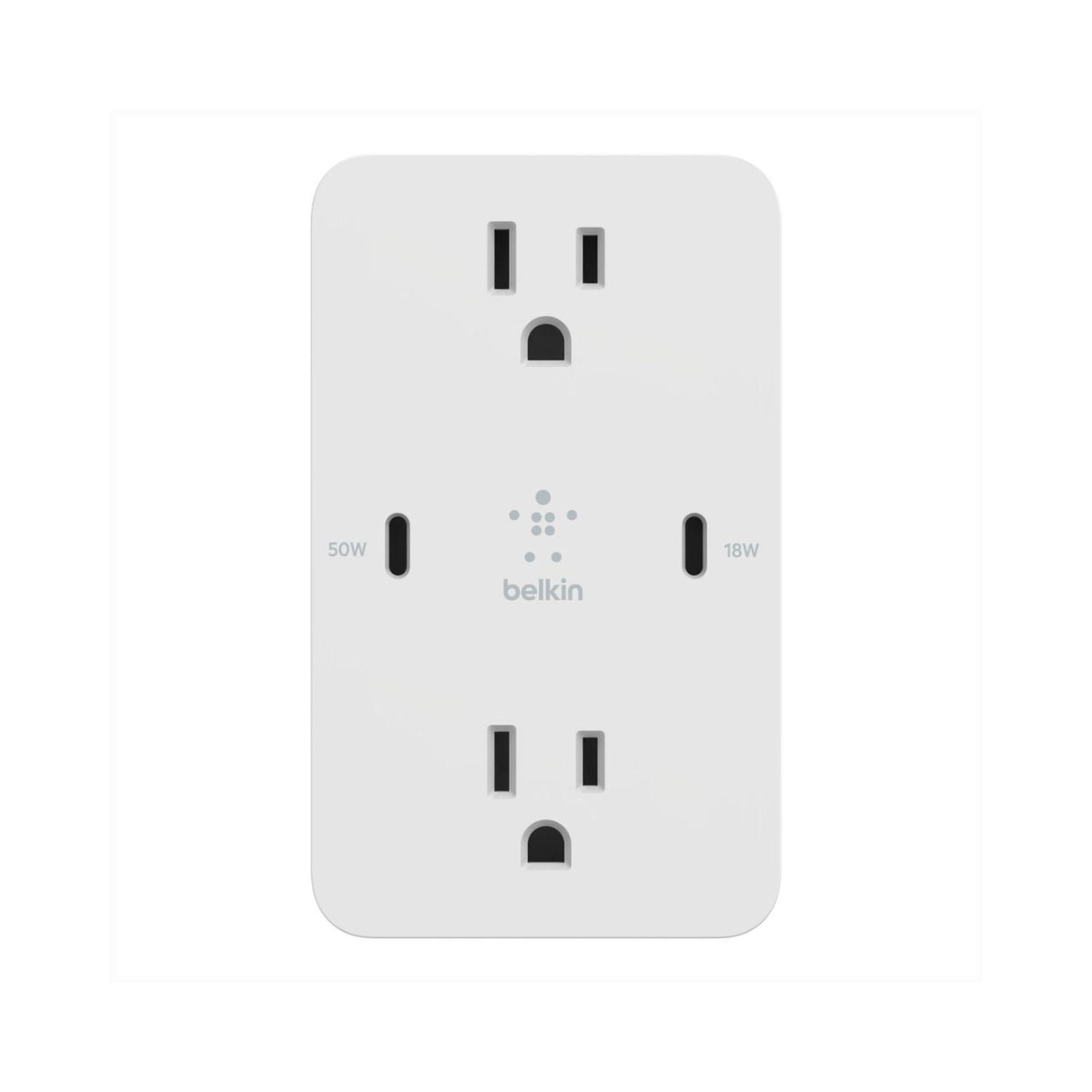 Multiple Wall Charger With AC Inputs and 2 USB C 68W White