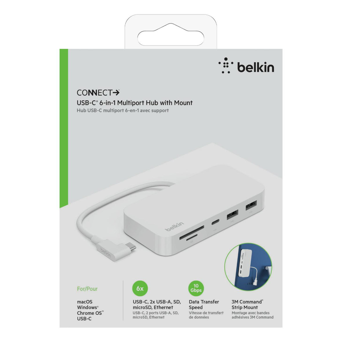 Adaptador Multimedia De 6 Puertos Con 2 Puertos Usb A, 1 puerto Usb C, SD 3.0, Micro SD, Gigabit Eth