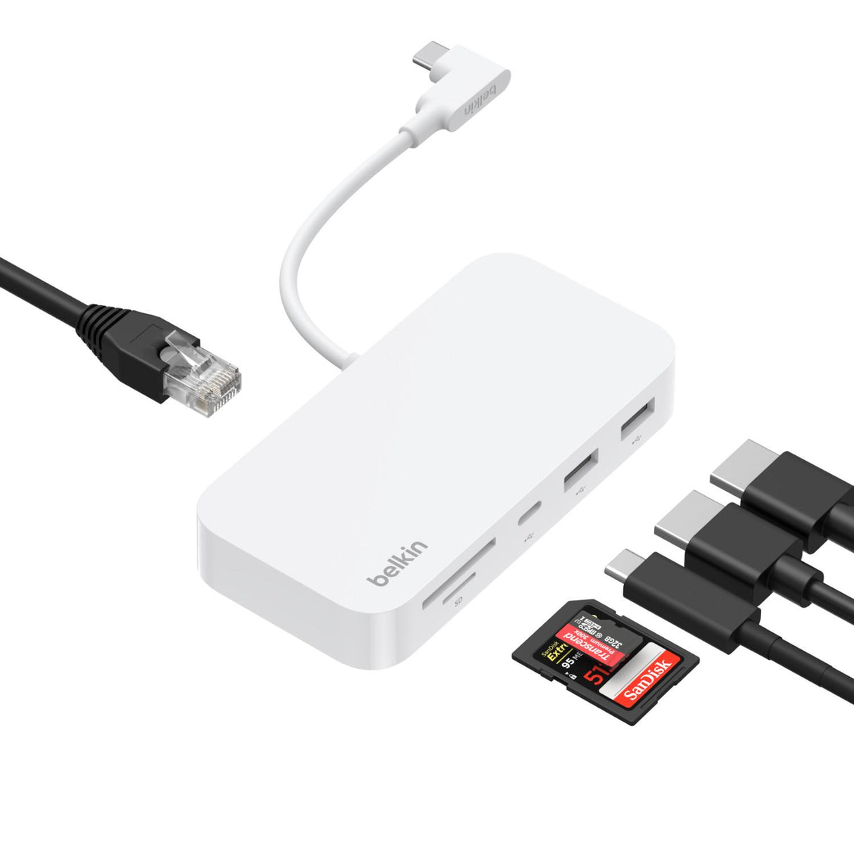 Adaptador Multimedia De 6 Puertos Con 2 Puertos Usb A, 1 puerto Usb C, SD 3.0, Micro SD, Gigabit Eth