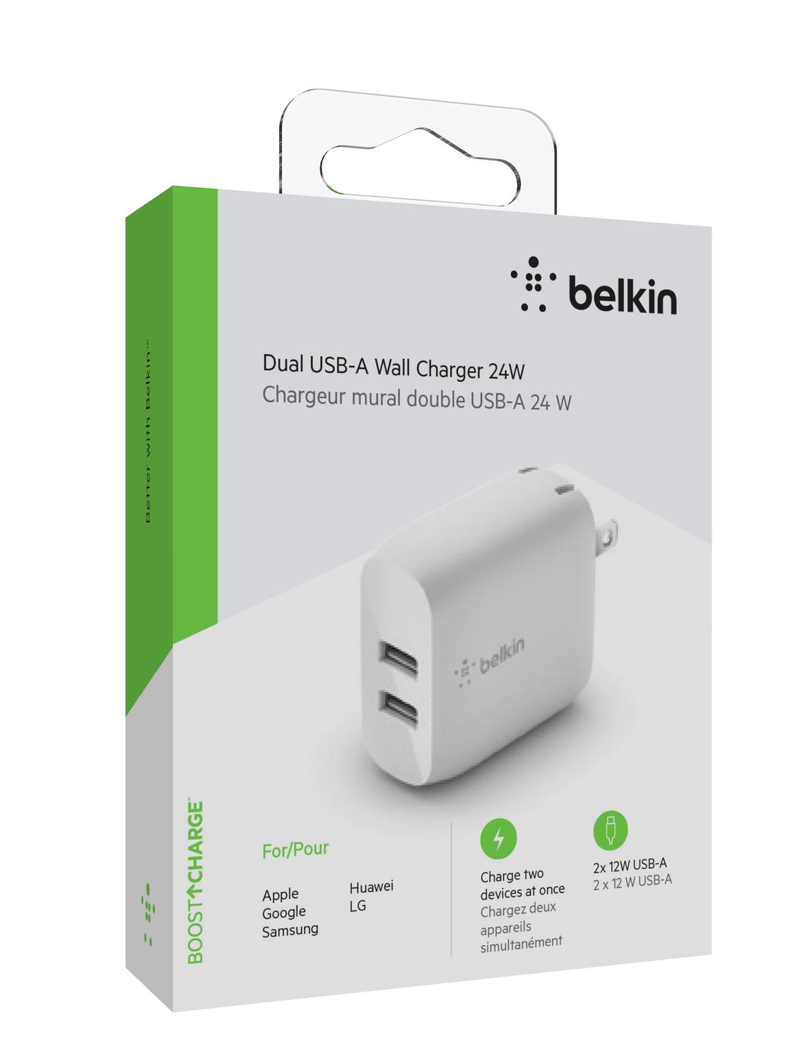 Dual Wall Charger 2 USB Ports Boost Charge - Belkin