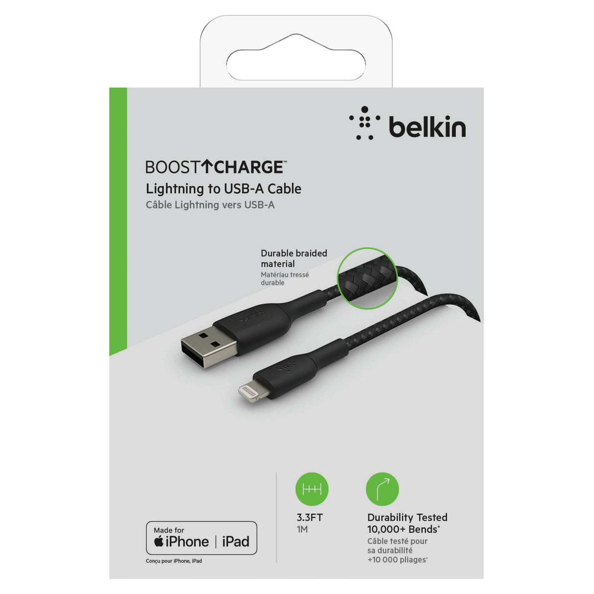 Cable Trenzado Lightning Negro Metálico Para iPhone - Belkin