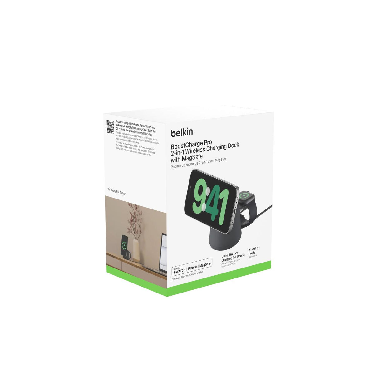 Cargador Wireless Belkin 15w Magsafe 2 En 1 Negro