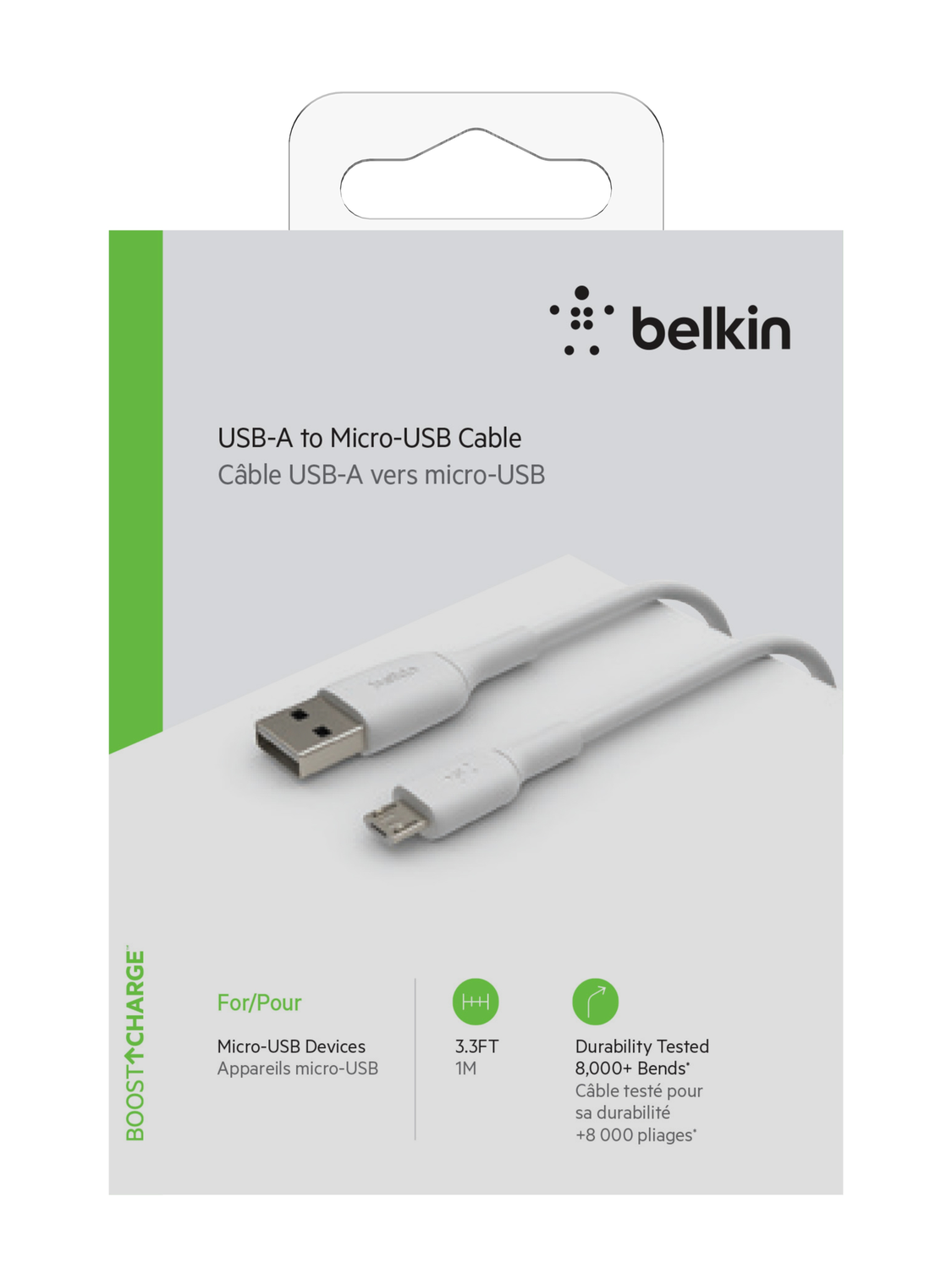 Cable Usb-A A Micro-Usb Blanco 1M