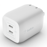 Cargador De Pared Doble Usb C De 65W Blanco GaN