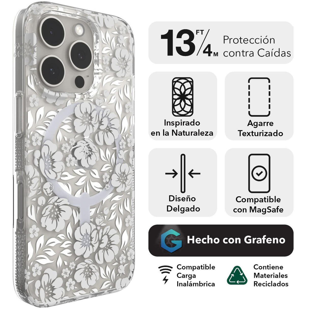 Funda Zagg Milan Snap Floral para iPhone 16 Pro