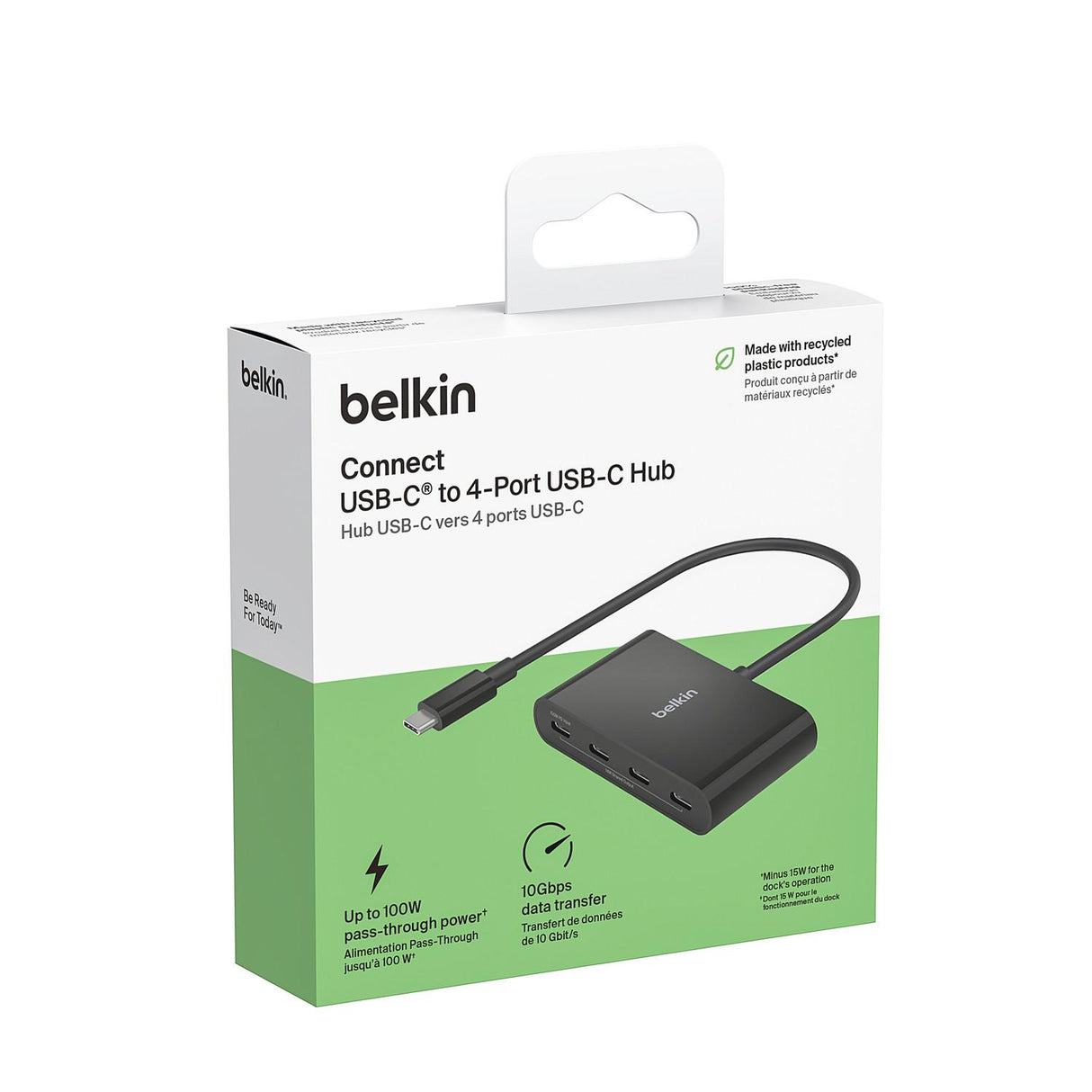 Adaptador de 4 Puertos Usb C Negro