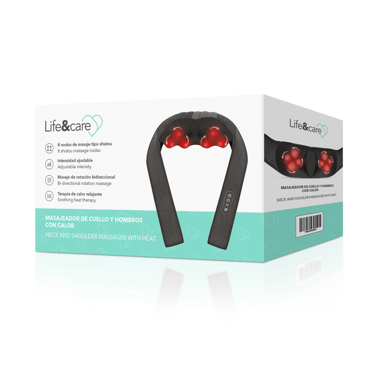 Life&amp;Care Neck Massager with Heat and 4 Nodes Black