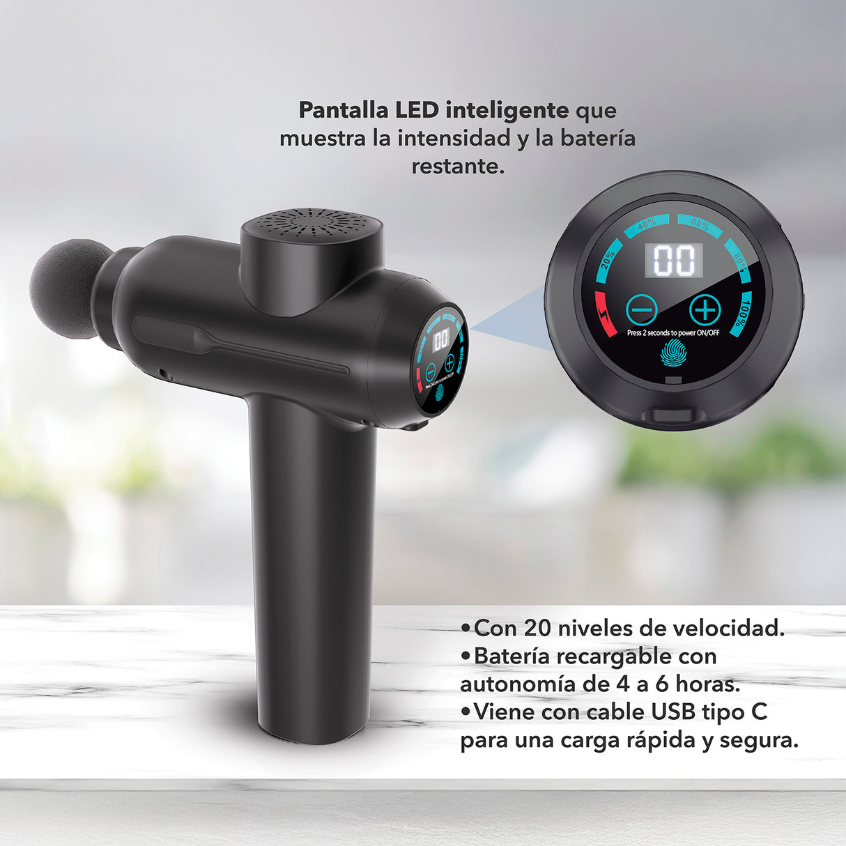 Pistola Digital de Masaje Flex Life&care