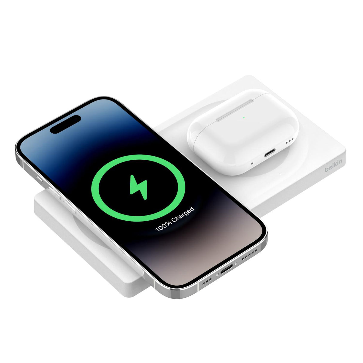 15W White Magsafe 2-in-1 Wireless Charger