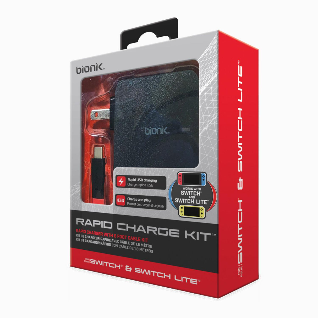 Kit de carga rápida Bionik para Nintendo Switch -Negro