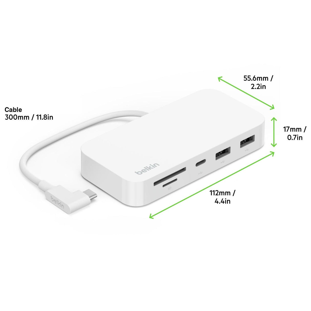 Adaptador Multimedia De 6 Puertos Con 2 Puertos Usb A, 1 puerto Usb C, SD 3.0, Micro SD, Gigabit Eth