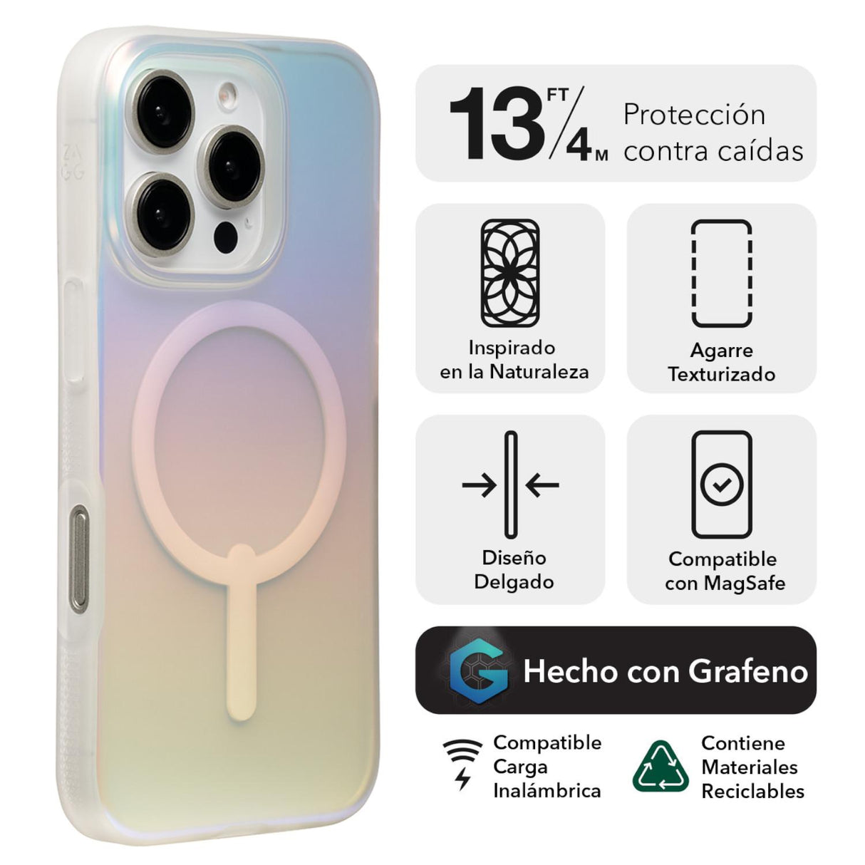 Funda Zagg Milan Iridiscente con Magsafe para iPhone 16 Pro