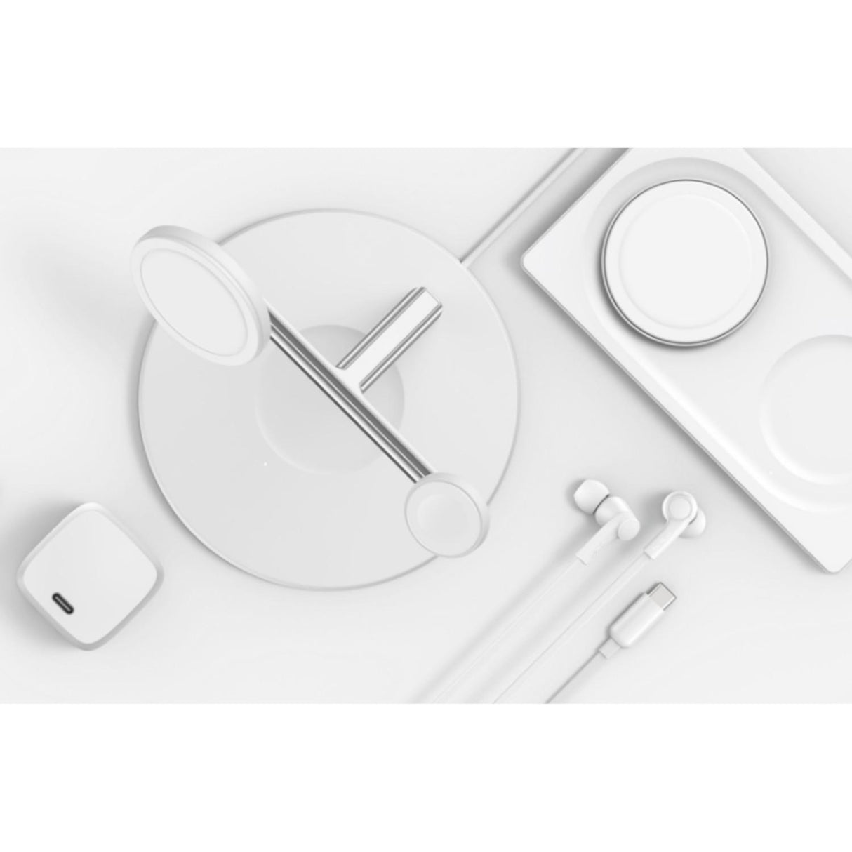 Cargador Inalámbrico 2 en1 De 15W Blanco Magsafe