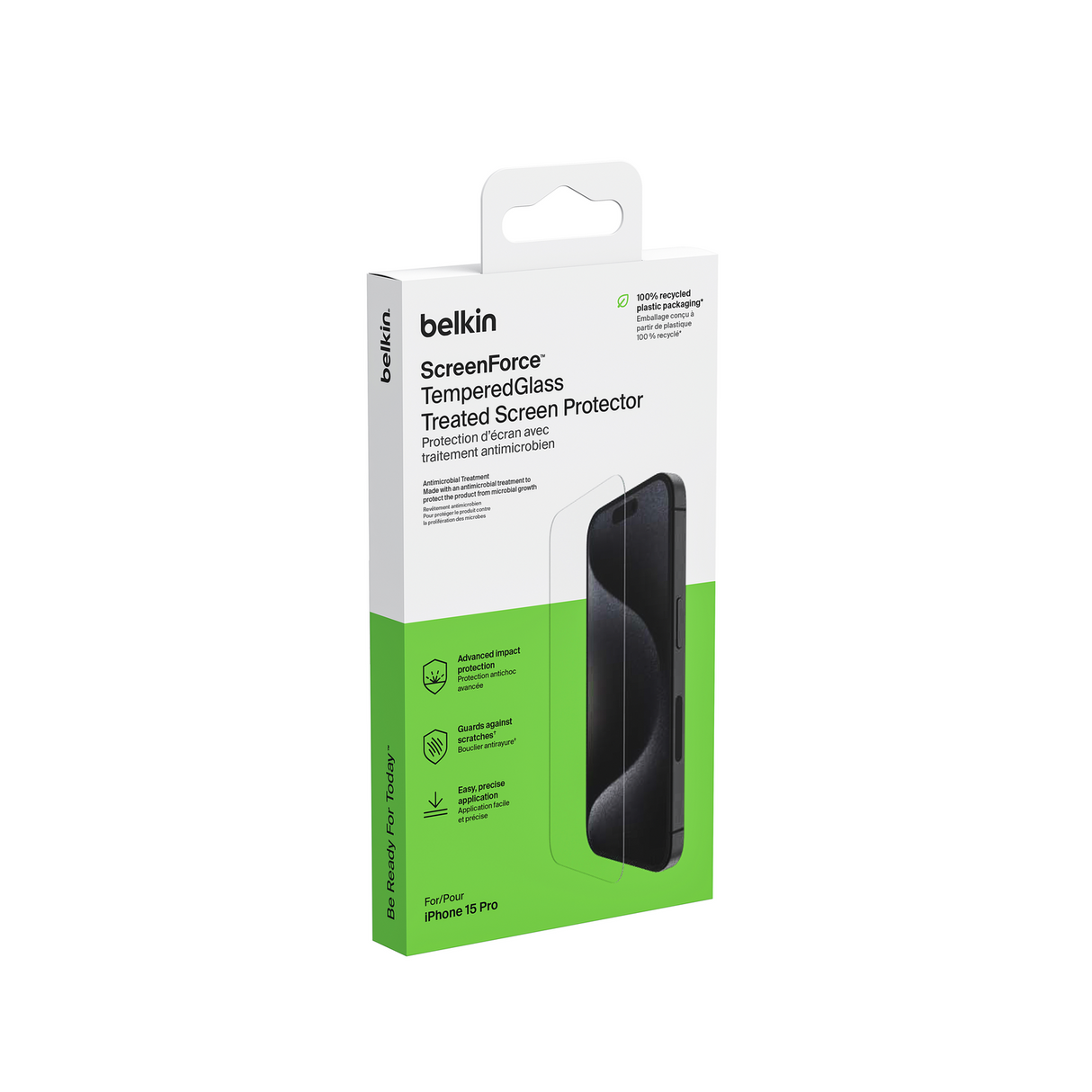 Mica de vidrio templado para iPhone 15 Pro Belkin