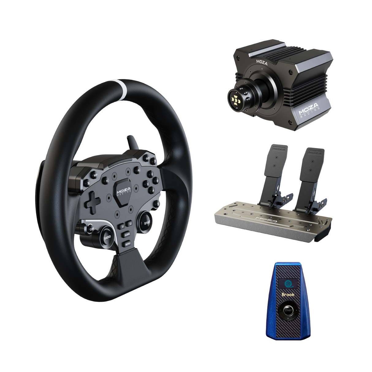 ES Steering Wheel with R5 Base+Pedals+Multi-console Adapter - Moza Racing