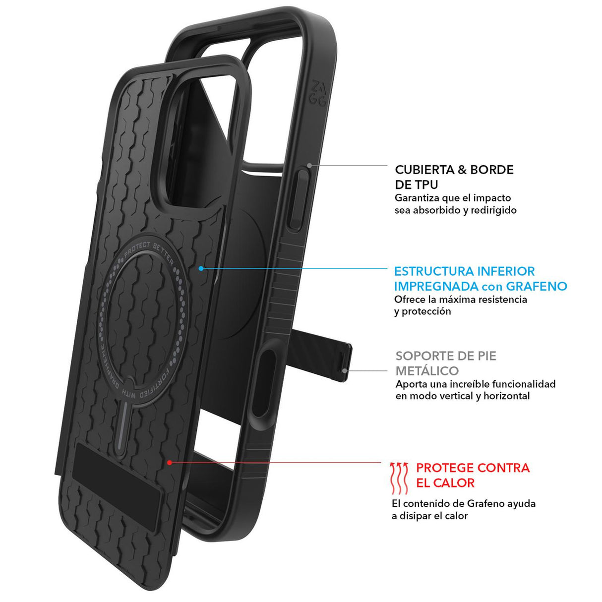 Funda Zagg Denali con Soporte y Magsafe para iPhone 16 Pro