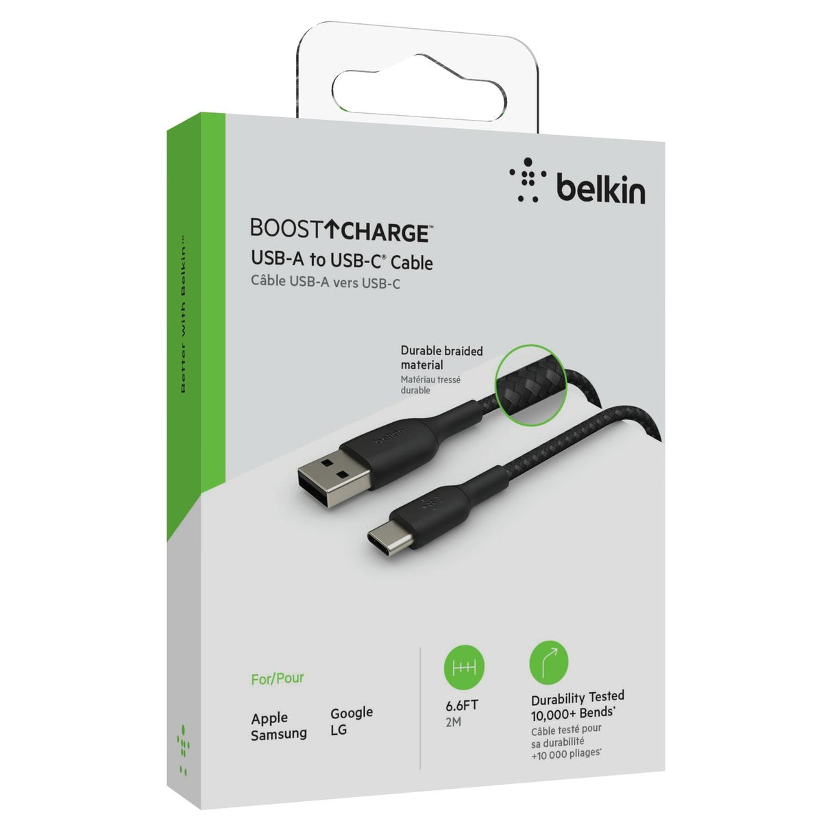 Cable Trenzado Usb-C A Usb-A Negro 2M