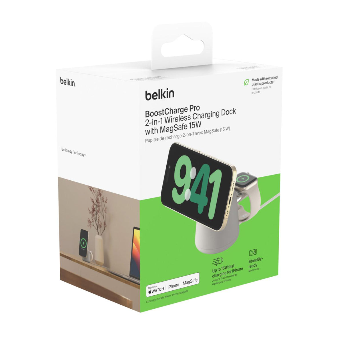 Belkin 15w White Magsafe 2-in-1 Charging Base