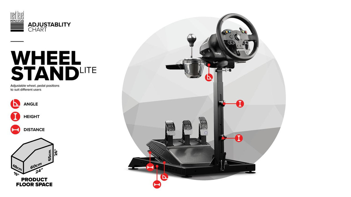 Support for Next Level steering wheel, pedals and levers.