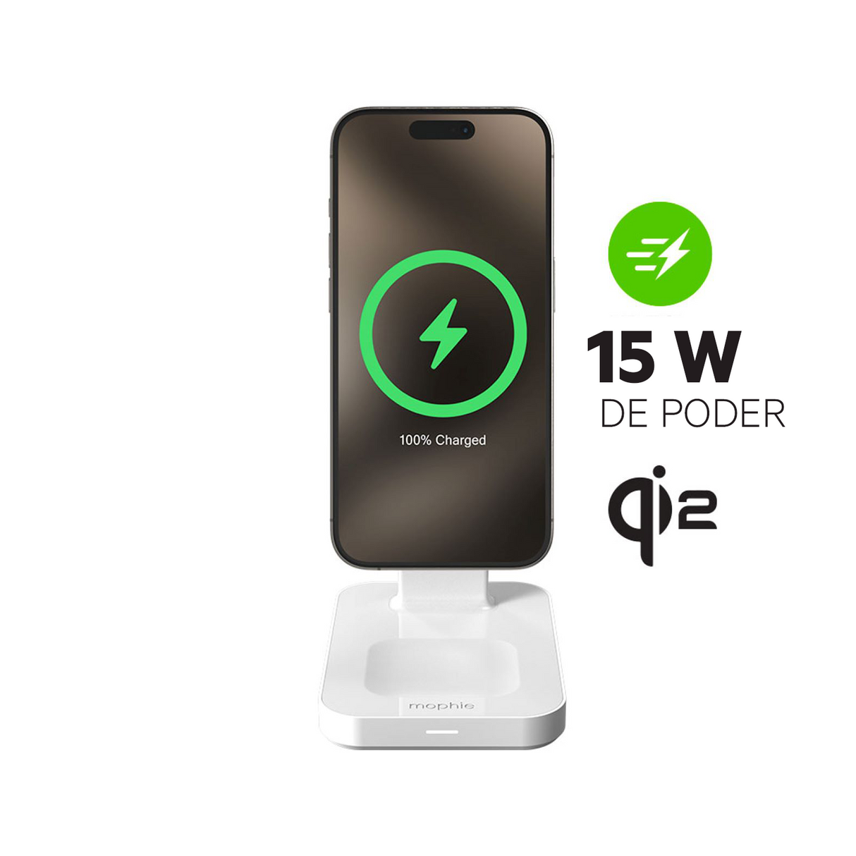 Cargador inalámbrico 3 en 1 Magsafe Qi2 Mophie Blanco