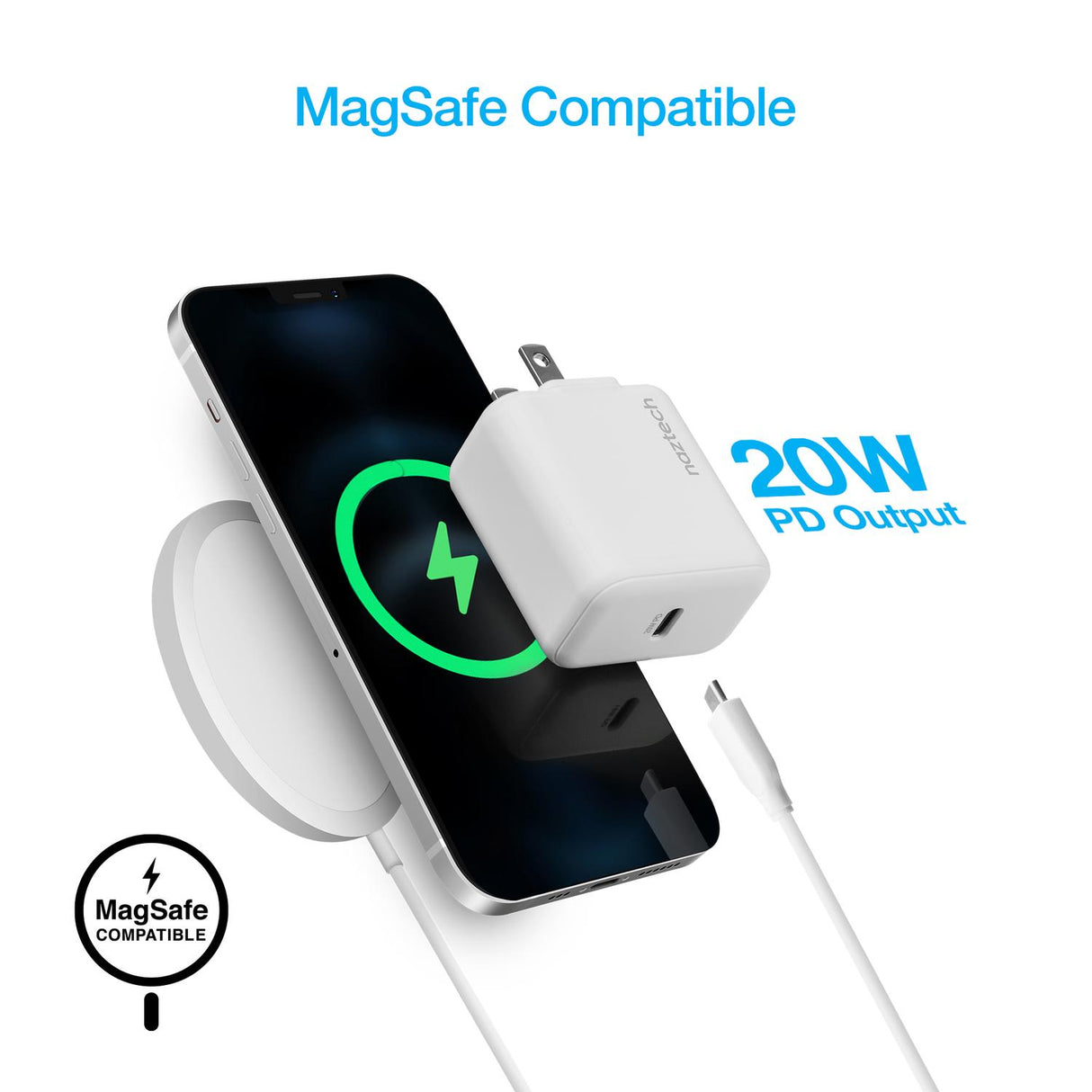 PD Wall Charger plus Lightning to USB-C Cable - Naztech