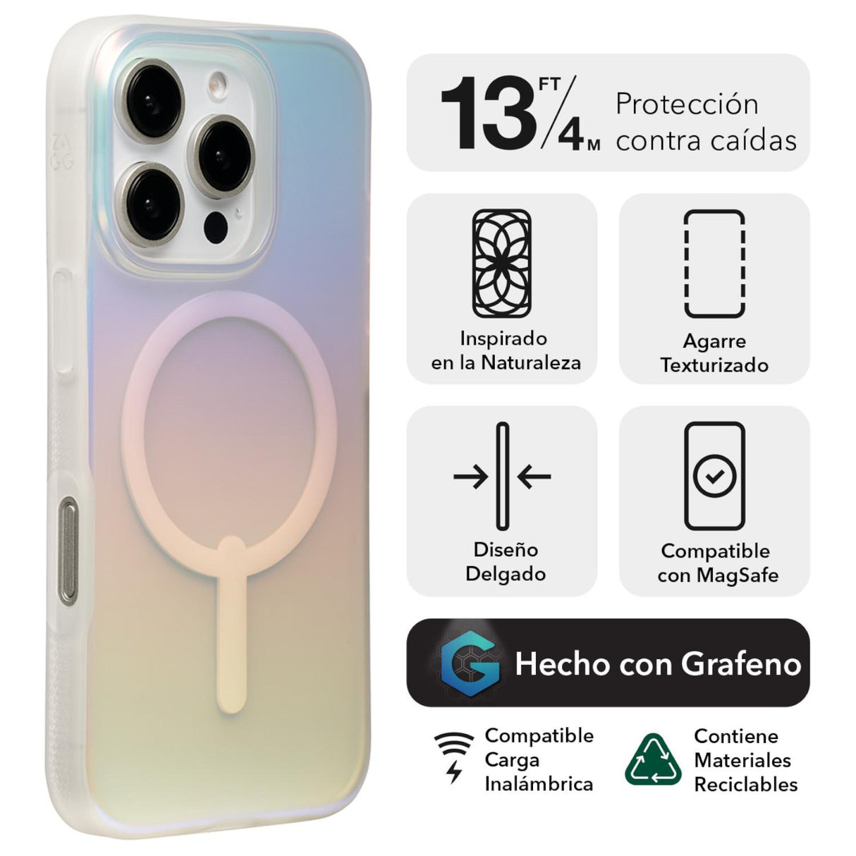 Funda Zagg Milan Iridiscente con Magsafe para iPhone 16 Pro Max