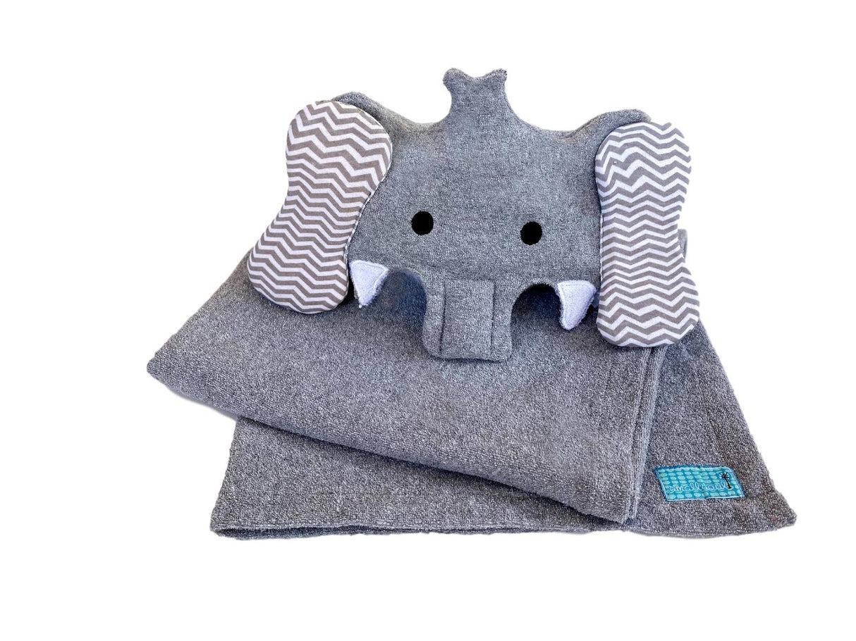 Gray elephant-shaped children's towel, one-size-fits-all