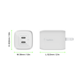 Cargador De Pared Doble Usb C De 65W Blanco GaN