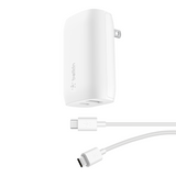 Cargador De Pared Doble Usb C y Usb A De 37W Blanco