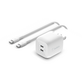 Cargador De Pared Doble Usb C De 45W Blanco GaN