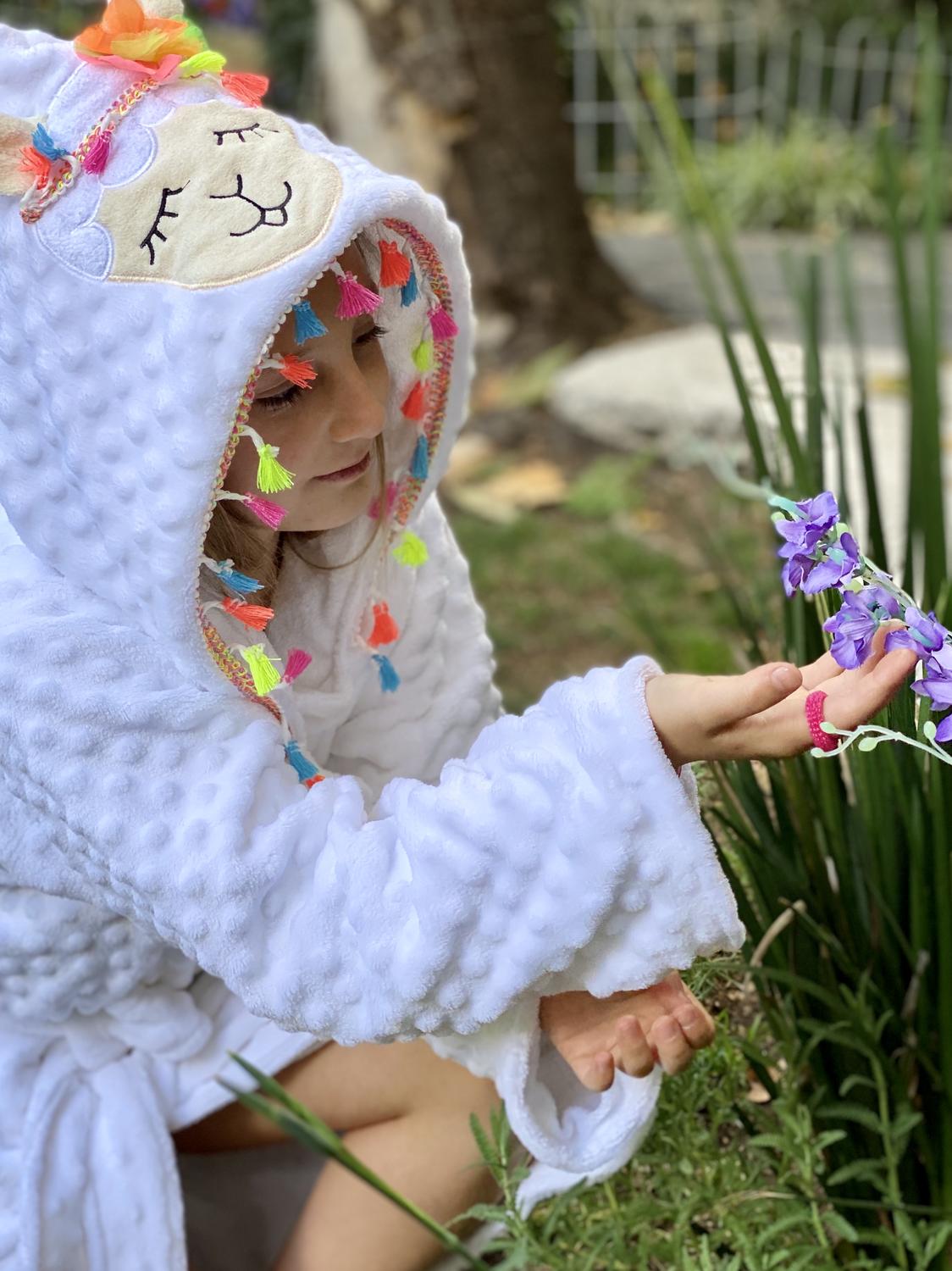 Bata de baño con forma de llama para bebé