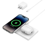 15W White Magsafe 2-in-1 Wireless Charger