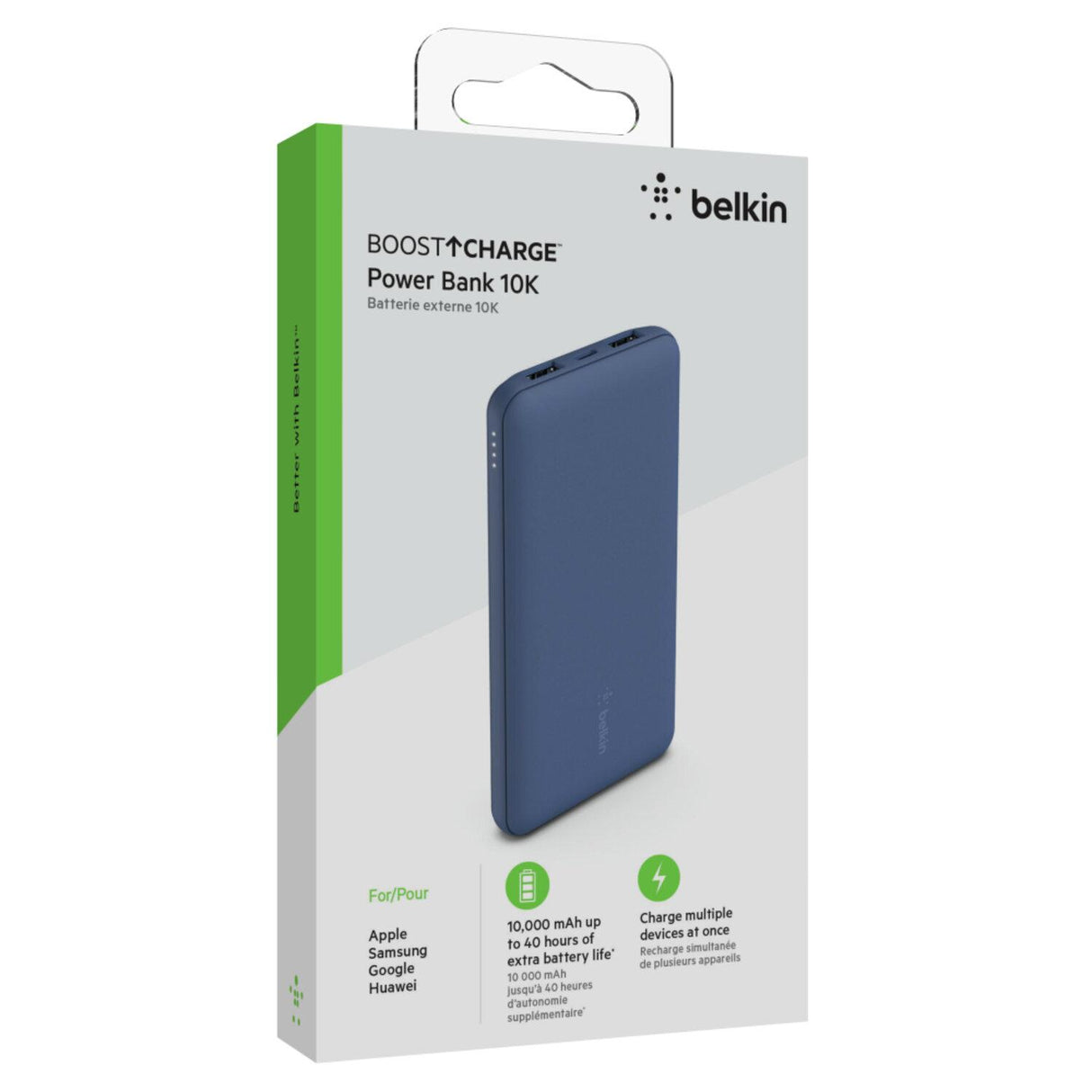 10K USB C &amp; A Portable Battery - Blue