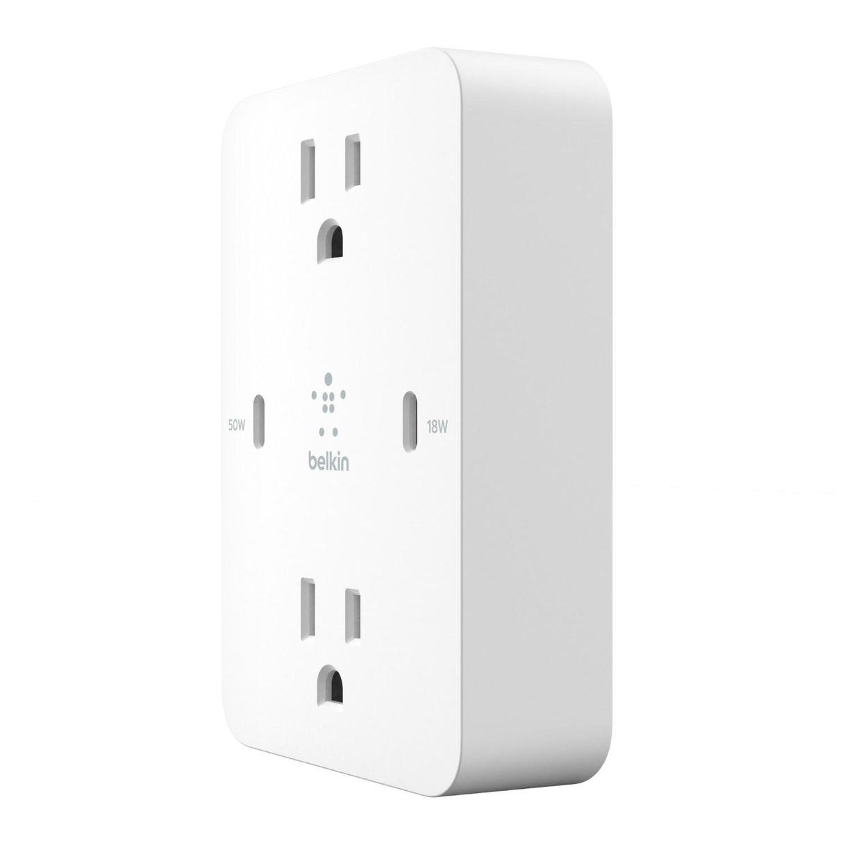 Cargador de Pared Multiple Con Entradas a CA y 2 Usb C De 68W Blanco