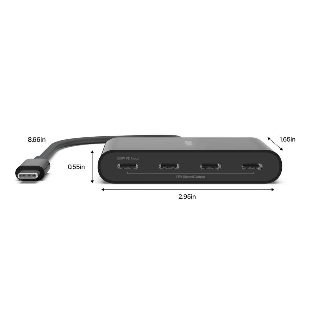 Adaptador de 4 Puertos Usb C Negro