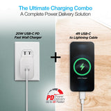 PD Wall Charger plus Lightning to USB-C Cable - Naztech