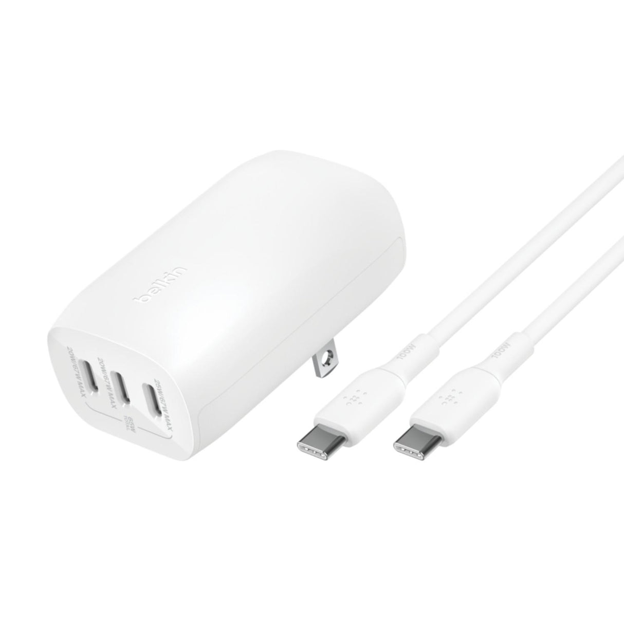 Cargador Belkin de Pared 3 Puertos USB-C Blanco