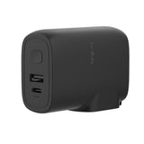 25W Wall Charger with USB A input and USB C input Plus 5K Battery Black