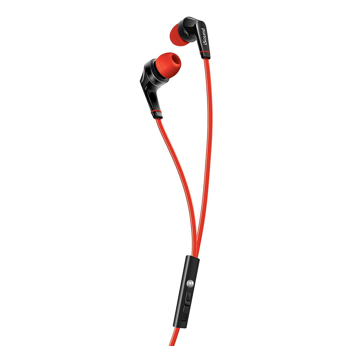 Isound Em-60 Red Flat Cable Headphones with Microphone