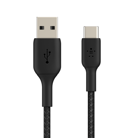 Braided Usb AC Cable Usb-A Black 1M