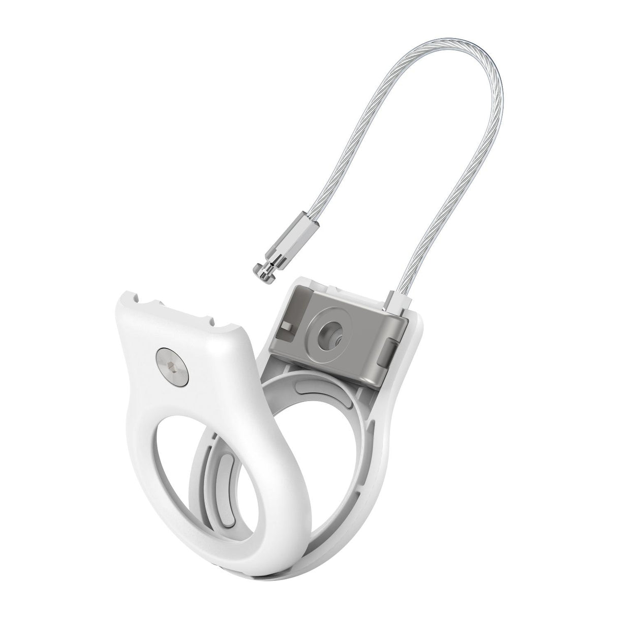 Security Holder with Metal Cable for Airtag White