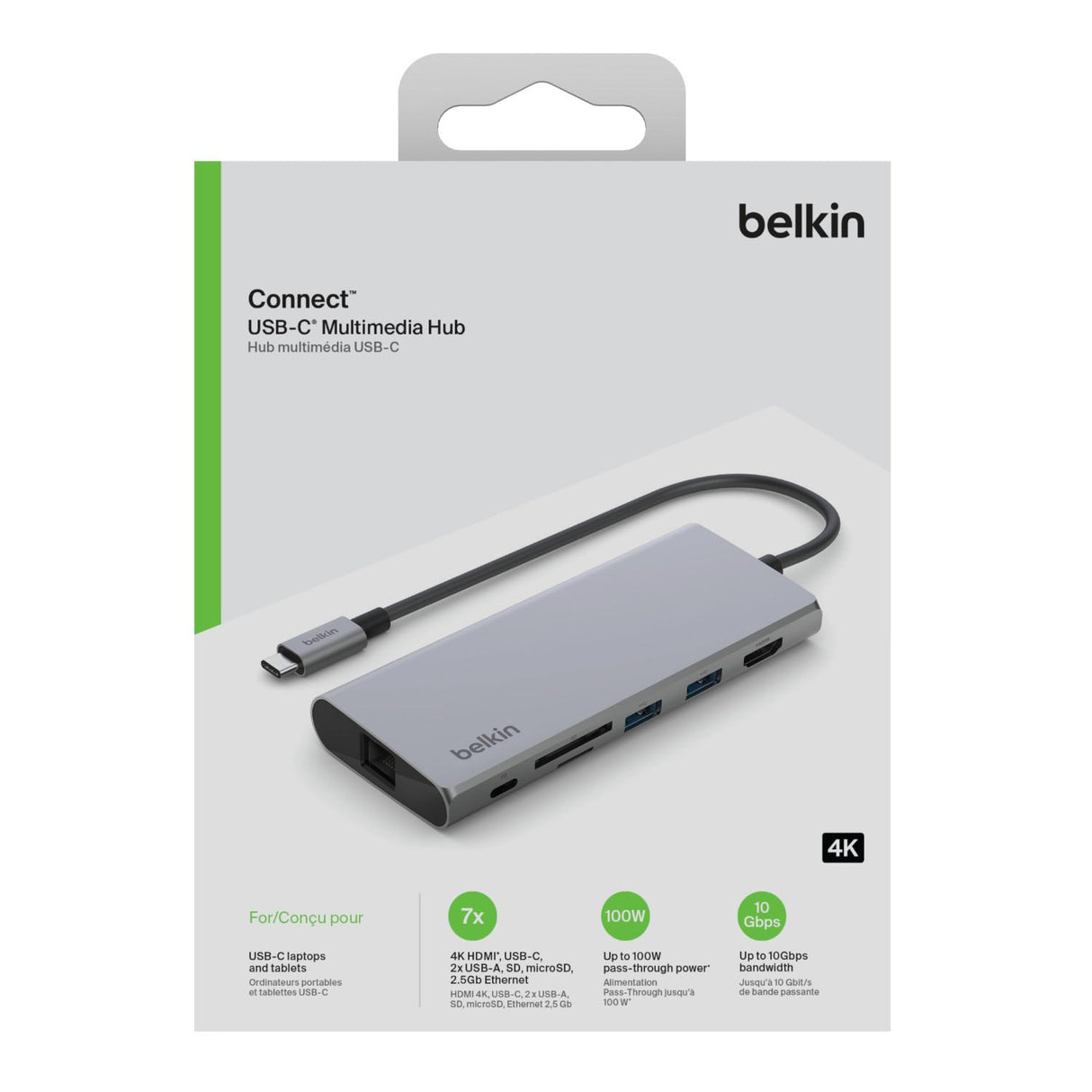 Adaptador Belkin Multipuerto USB-C 7 en 1 Plateado