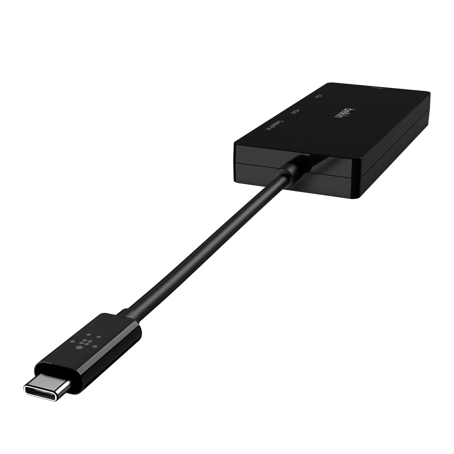 Conversor USB-C a DVI/HDMI/VGA, USB-C/M-DVI/H-HDMI/H-VGA/H, negro
